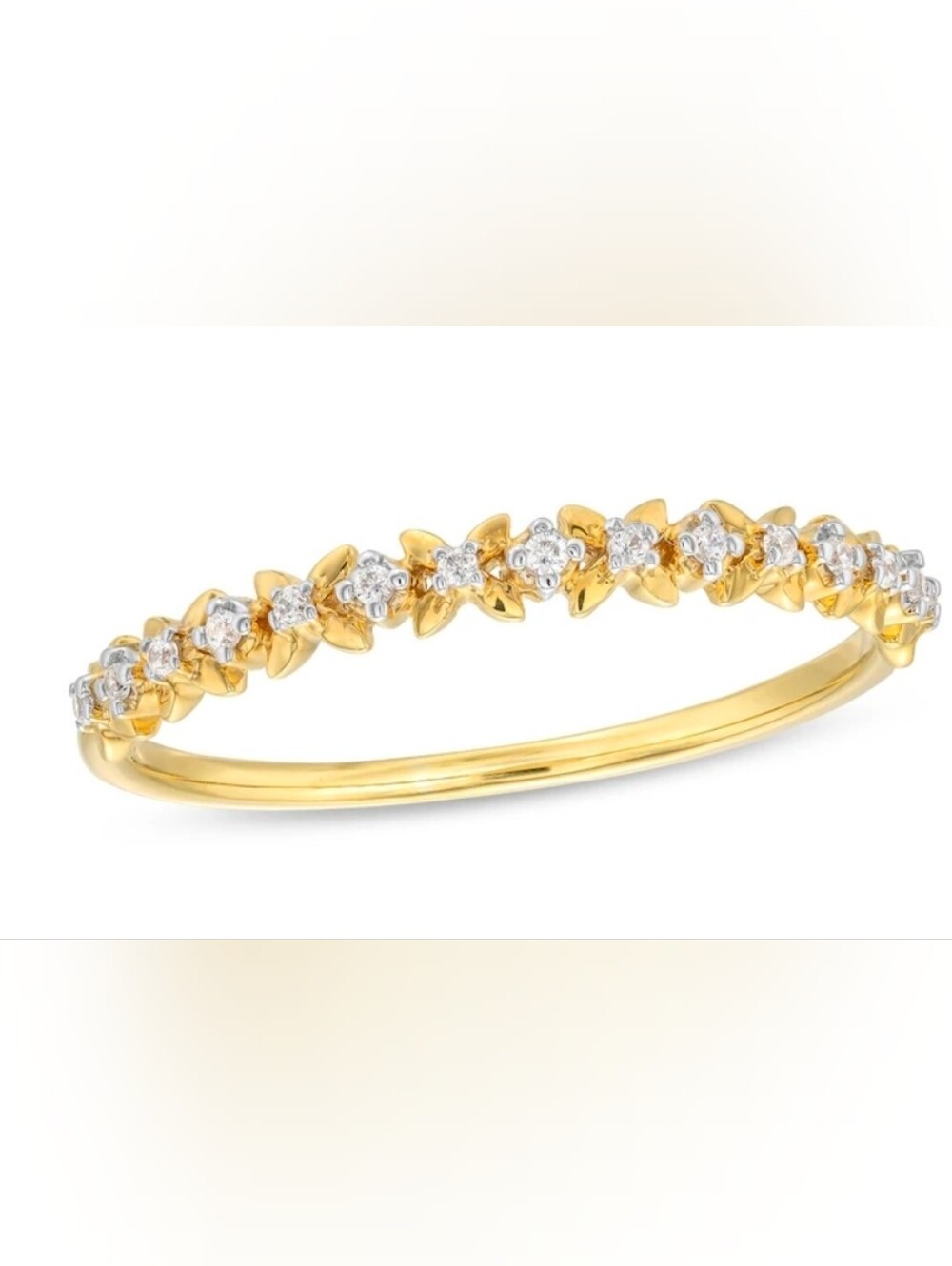 Diamond Accent "X" Flower Band in 10K Gold - size 8.5